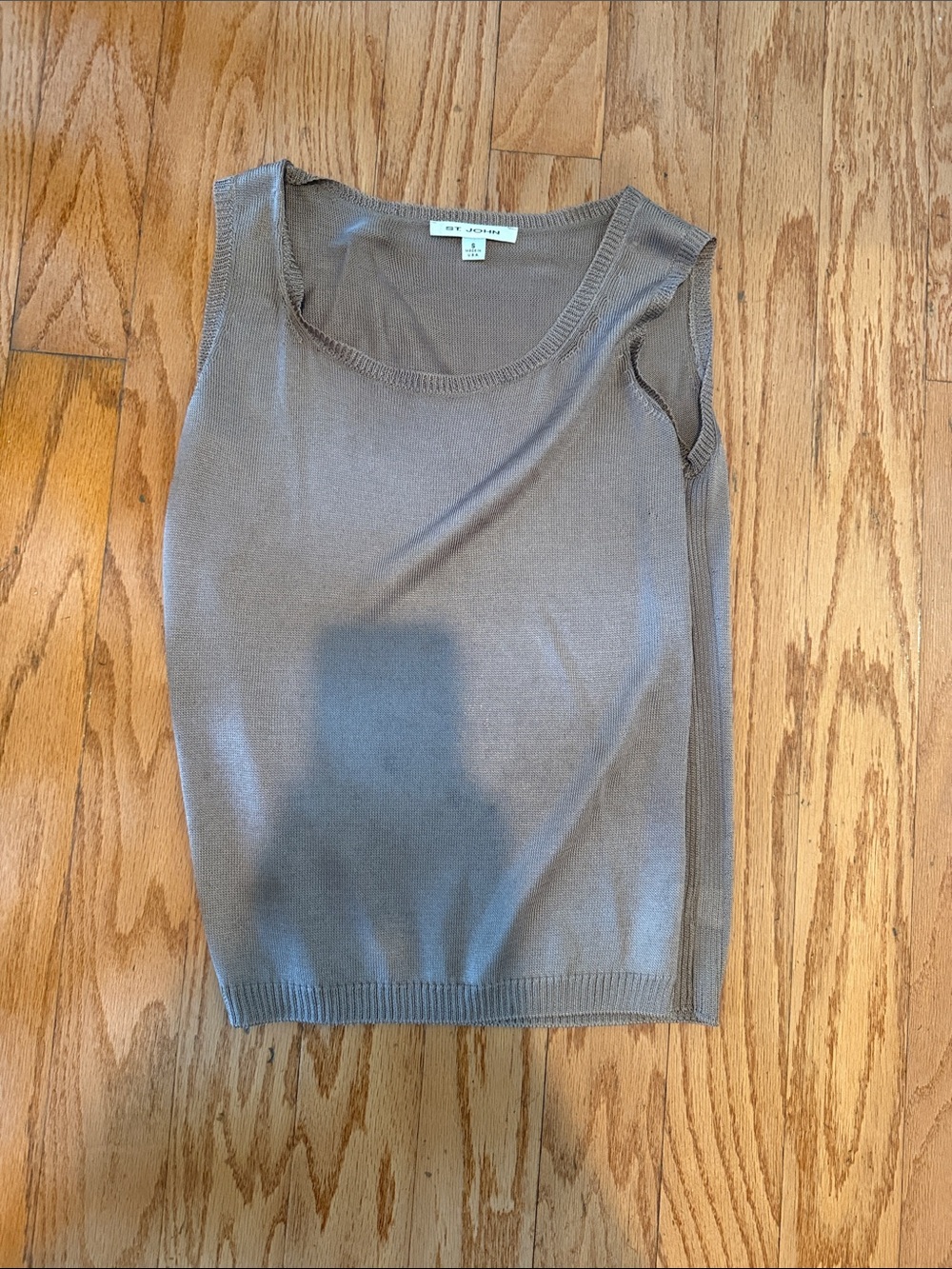 St. John Taupe Knit Scoop Neck Tank